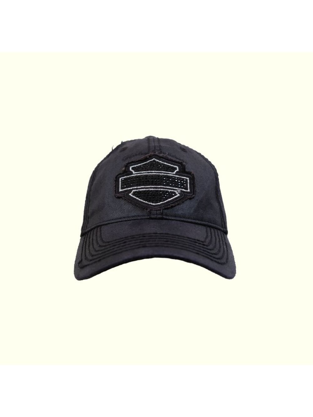 HARLEY-DAVIDSON VTG 90s MOTORCYCLE RETRO JEWELED HAT CAP BLACK PATCH ONE SIZE